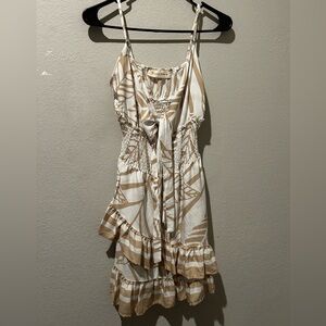 Ocean Drive Tan and White High Low Dress